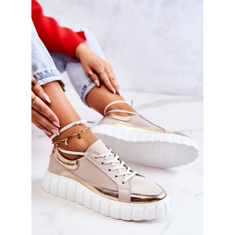 S.Barski Damen-Brogues auf der beige-goldenen Noriso-Plattform 1