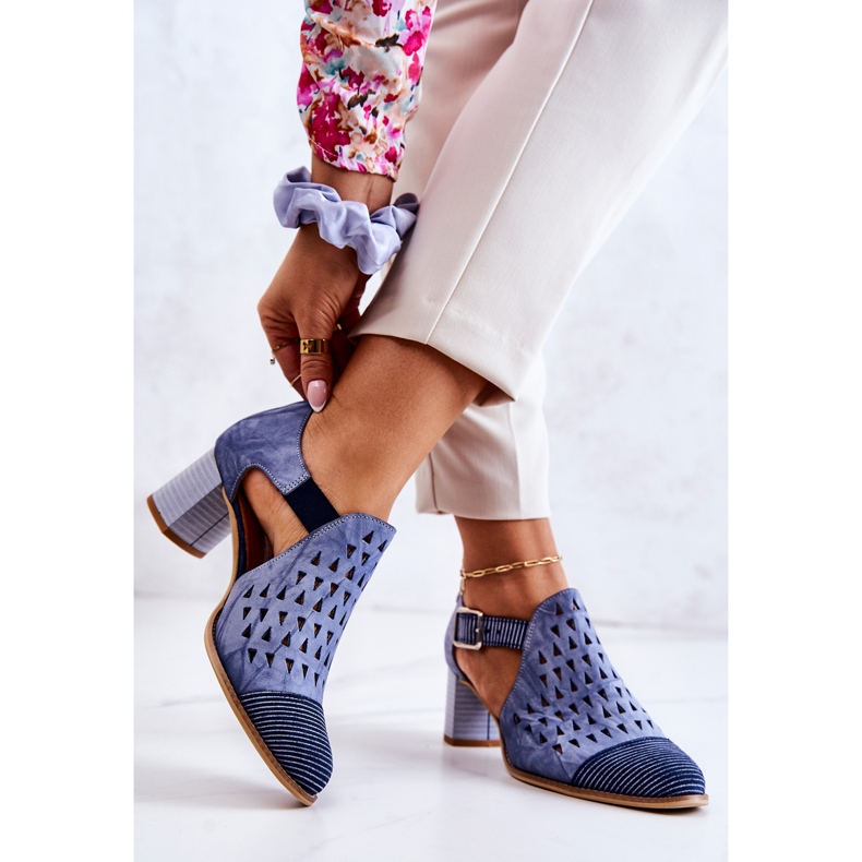 Durchbrochene Lederstiefel für Damen Maciejka 04962-06 Blau 1