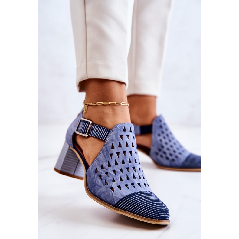 Durchbrochene Lederstiefel für Damen Maciejka 04962-06 Blau 2