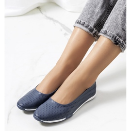 Simge marineblaue Ballerinas aus Leder 1