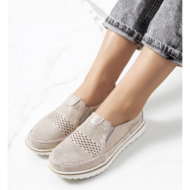 Beige Lederschuhe von Wiggen golden 1