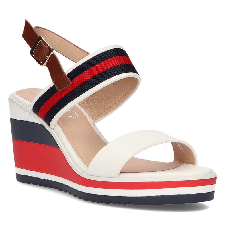 Sandalen auf dem Keil Filippo DS2094 / 22 Wh Nv weiß rot marineblau 1