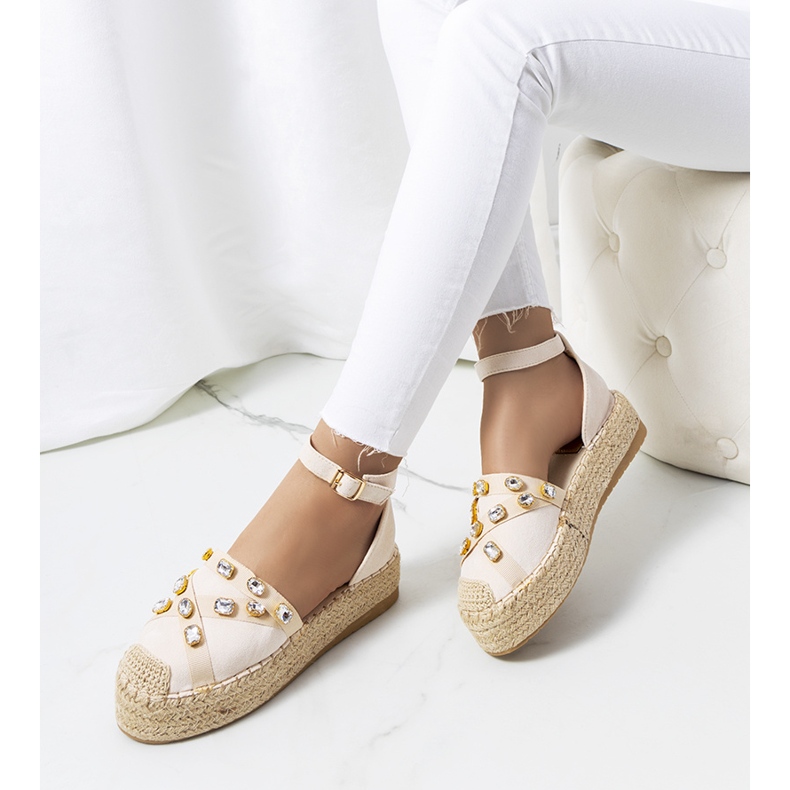 Beigefarbene Espadrilles mit Zirkonia von Dide 1