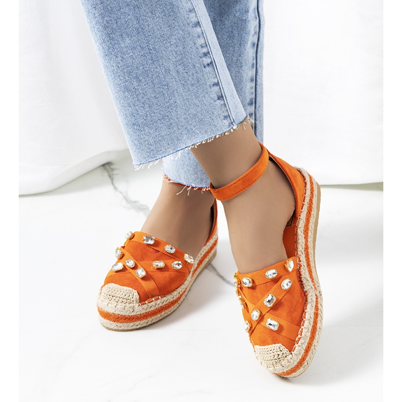 Orangefarbene Espadrilles mit Zirkonia von Dide 1