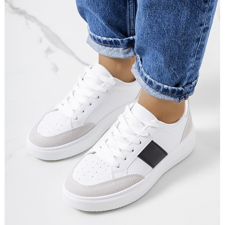 Weiße Turnschuhe für Damen von Ontario schwarz 1