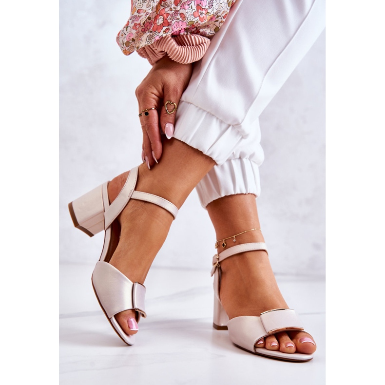 Sergio Leone Öko-Leder-High Heels Beige 2