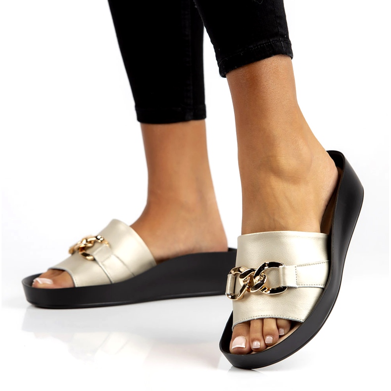 Lederpantoffeln Filippo DK3590 / 22 Gehen Sie golden 1