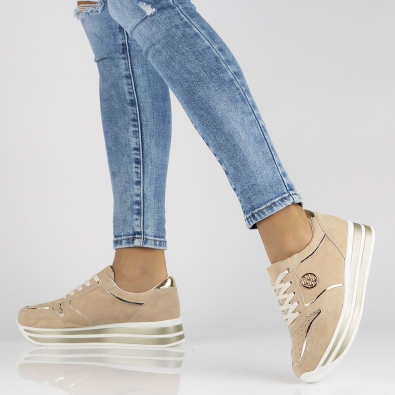 Lederturnschuhe Filippo DP3682 / 22 Seien Sie beige 2