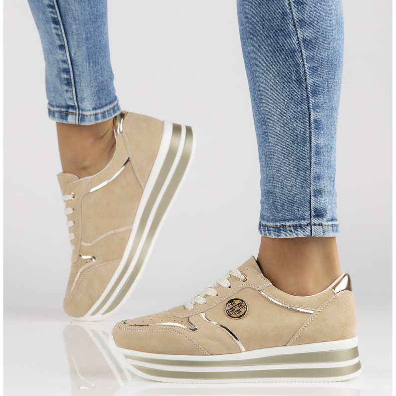 Lederturnschuhe Filippo DP3682 / 22 Seien Sie beige 1