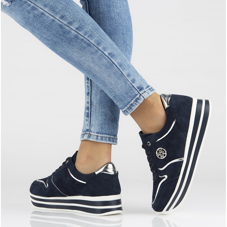 Lederturnschuhe Filippo DP3682 / 22 Nv marineblau navy blau 1