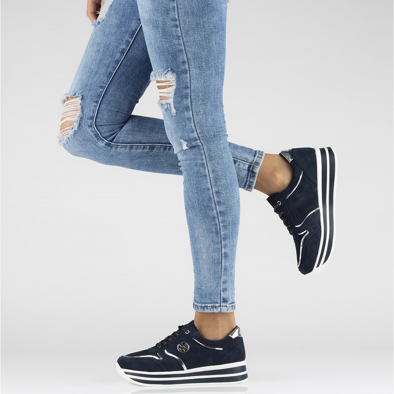 Lederturnschuhe Filippo DP3682 / 22 Nv marineblau 2