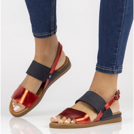 Ledersandalen Filippo DS3601 / 22 Rd Nv marineblau-rot 1