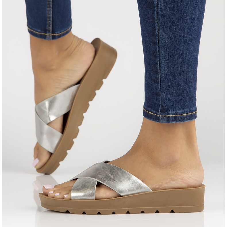 Filippo DK3611 / 22 Si silberne Hausschuhe silber- 1