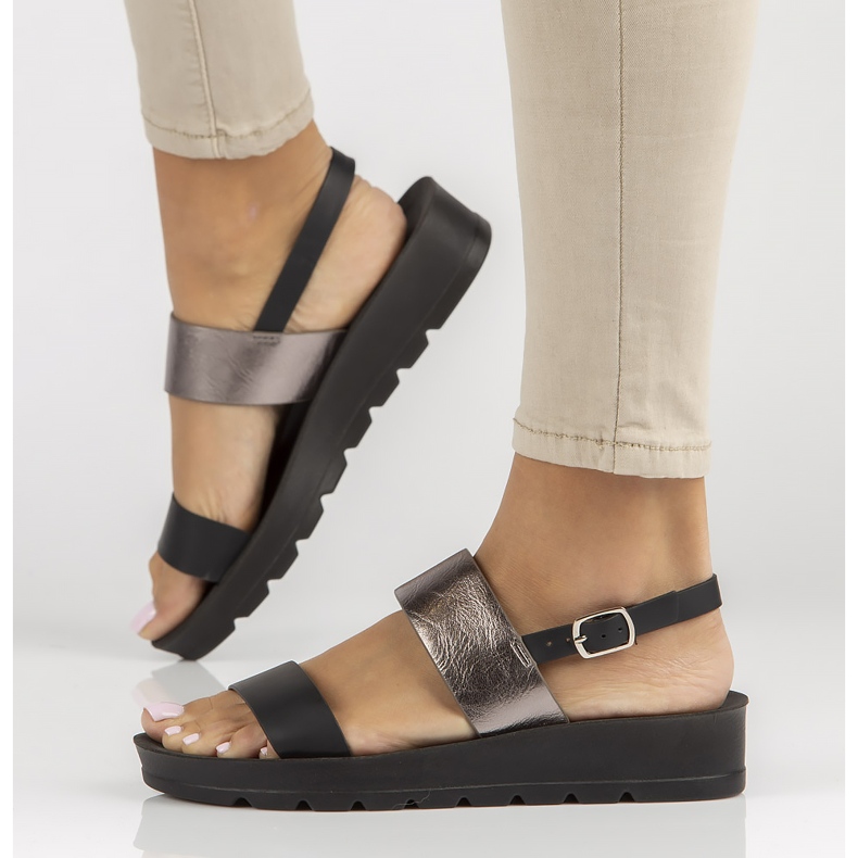 Filippo DS3612 / 22 Bk schwarze Sandalen silber- 1