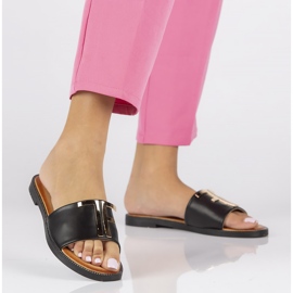 Filippo DK2103 / 22 Bk schwarze Hausschuhe golden 1