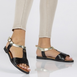 Filippo DS2099 / 22 Bk schwarze Sandalen golden 2