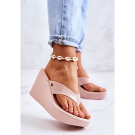 Damenhausschuhe mit Keilabsatz ZAXY HH285294 Nude rosa 2