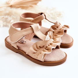 S.Barski Kindersandalen mit Klettverschluss Beige Lussia 1
