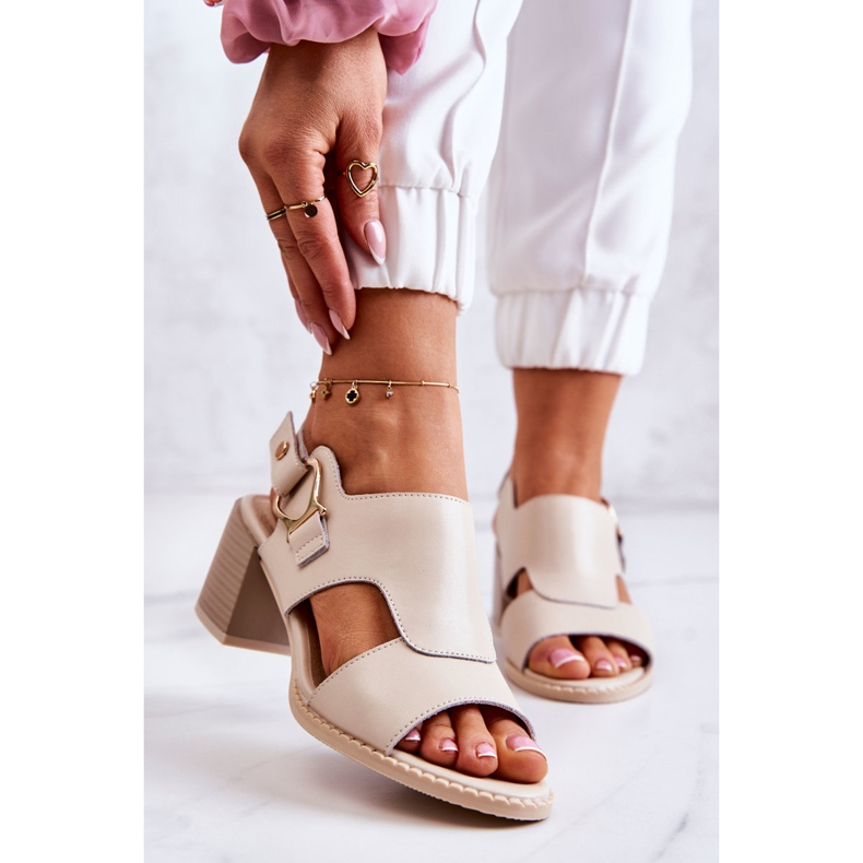 Ledersandalen mit hohem Absatz La.Fi Beige Leratto 1