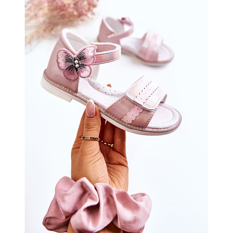 PJ2 Kindersandalen mit Schmetterling Rosa Nicoll 1