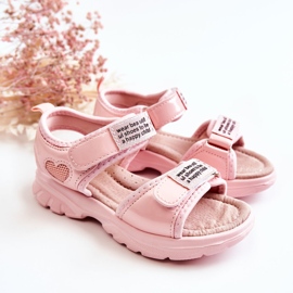 PJ2 Kindersandalen aus Leder mit rosafarbenem Amoss-Klettverschluss ['rosa'] 1