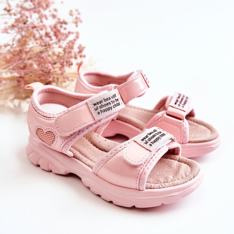 PJ2 Kindersandalen aus Leder mit rosafarbenem Amoss-Klettverschluss ['rosa'] 1