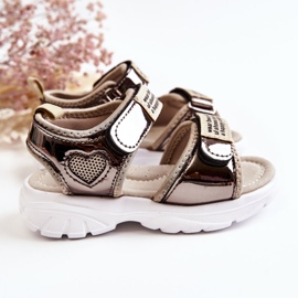 PJ2 Kindersandalen aus Leder mit Klettverschluss Dunkelgold Amoss braun golden 2