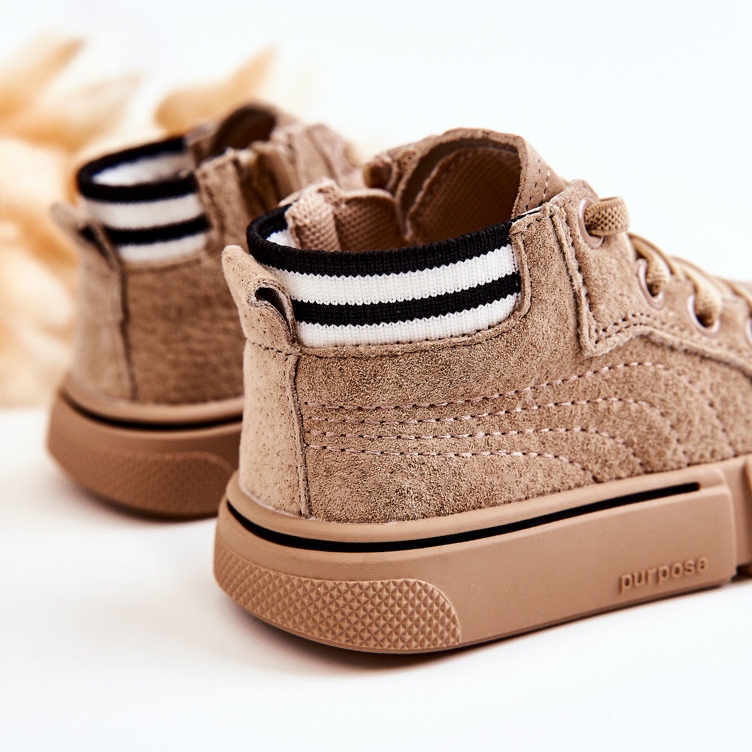 Hohe Kindersneaker Beige Boone mit Reißverschluss 2