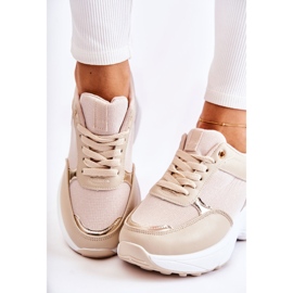 PG1 Sportschuhe mit glänzendem Keilabsatz in Beige für Damen golden 1