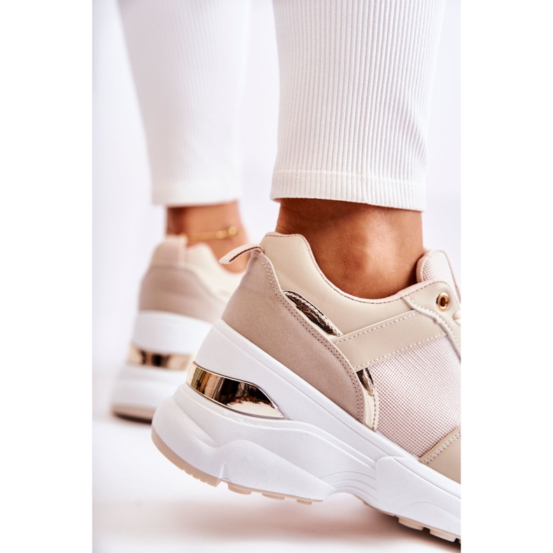 PG1 Sportschuhe mit glänzendem Keilabsatz in Beige für Damen golden 2