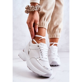 PG1 Glänzende Sportschuhe für Damen mit Keilabsatz, weiße Aktivität silber- 1