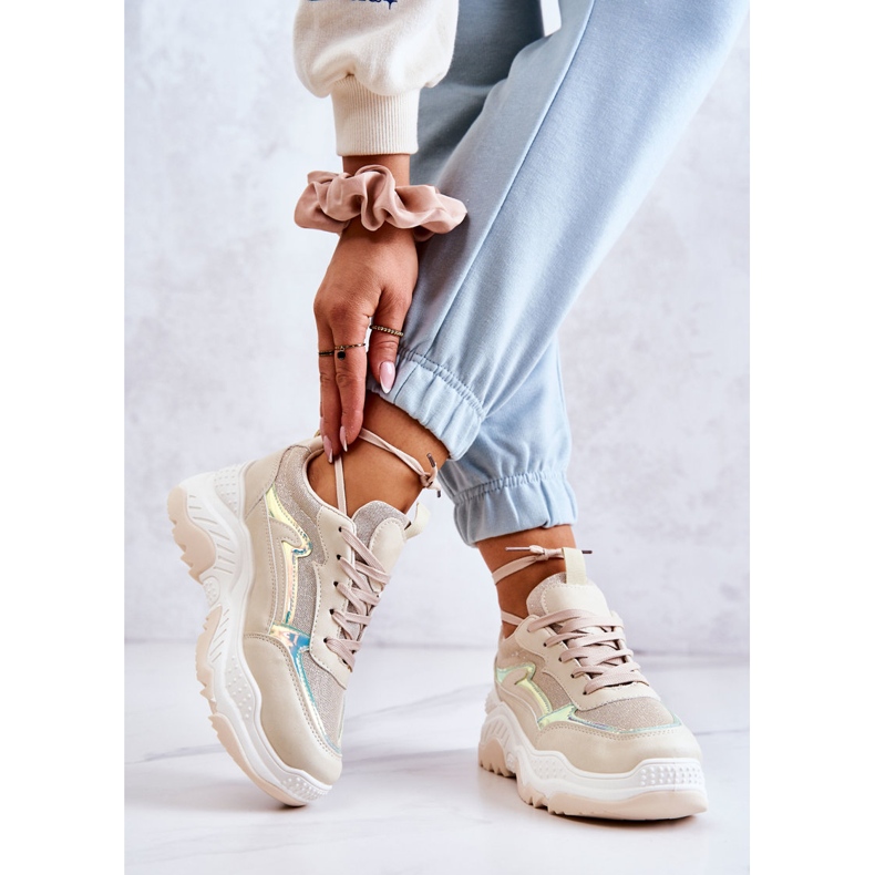 PG1 Glänzende Callisto-Turnschuhe für Damen in Beige 2