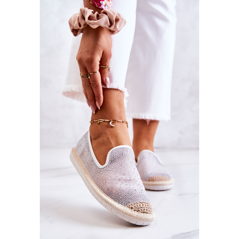 PG1 Espadrilles aus Stoff für Damen mit Zirkonia Grau Deimos weiß silber- 1