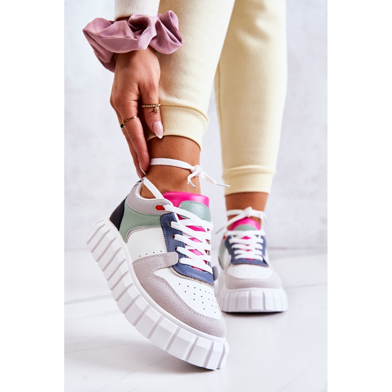 PS1 Damen-Sportschuhe aus Leder, Weiß-Grau Florentiner grün 2