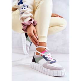 PS1 Damen-Sportschuhe aus Leder, Weiß-Grau Florentiner grün 1