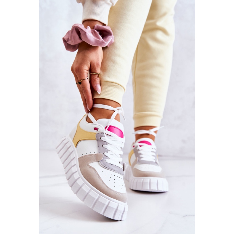 PS1 Damen Sportschuhe aus Leder in Weiß und Beige Florentine gelb 1