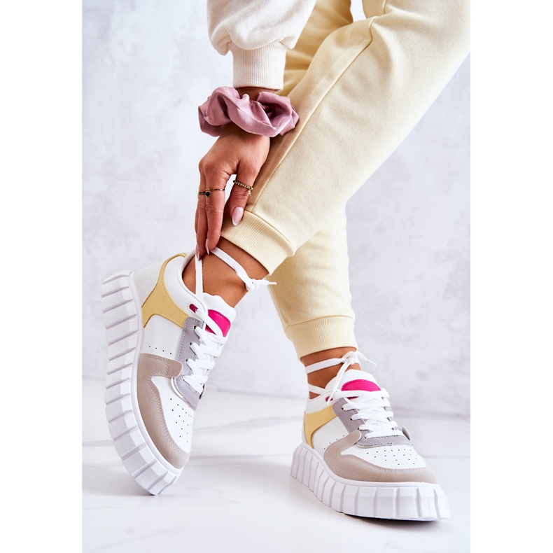 PS1 Damen Sportschuhe aus Leder in Weiß und Beige Florentine gelb 2