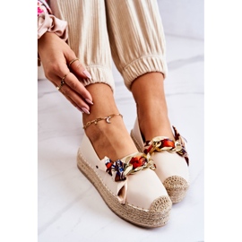 PS1 Espadrilles aus Leder für Damen mit hellbeiger Kette 1