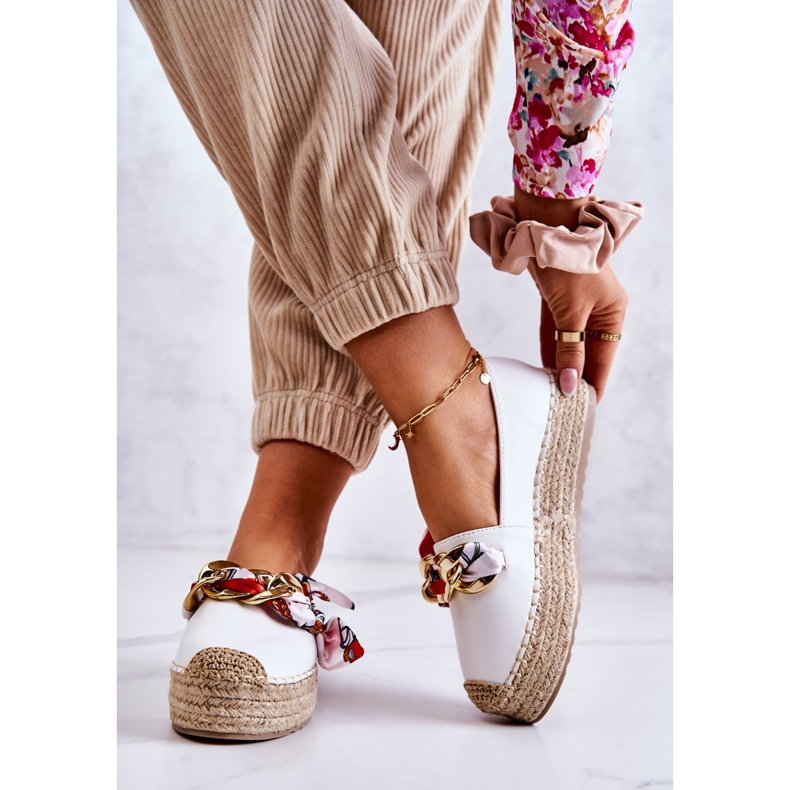 PS1 Espadrilles aus Leder für Damen mit Kette in Weiß 2