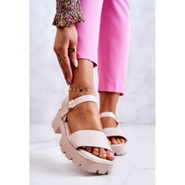 PS1 Ledersandalen auf High Heel Beige Sovie 1