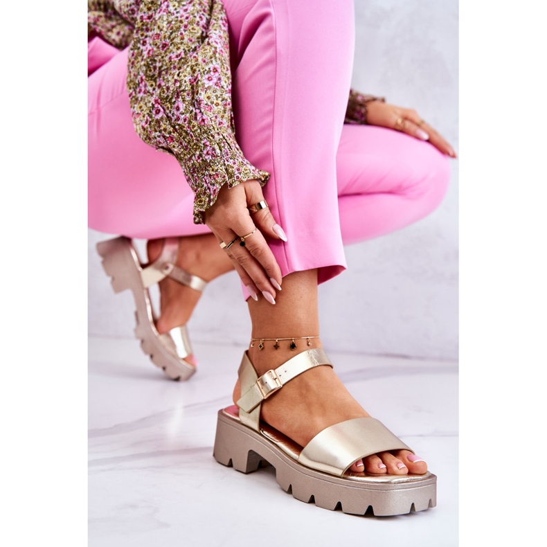 PS1 Ledersandalen mit hohen Absätzen Golden Sovie 1