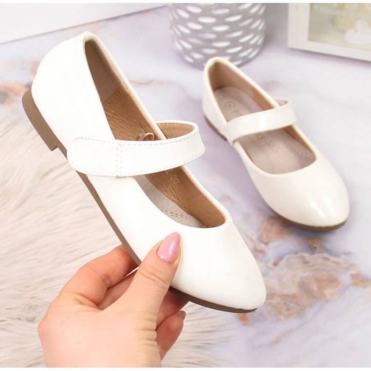 Ballerinas für Mädchen mit Klettverschluss Kommunion Weiß Potocki 1