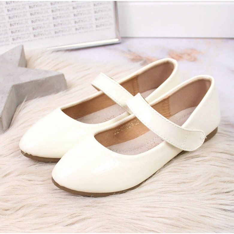 Ballerinas für Mädchen mit Klettverschluss Kommunion Weiß Potocki 2