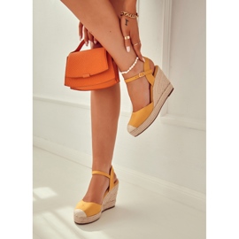 FW1 Damen-Espadrilles auf geflochtenem Plateau Gelb Canillo 1