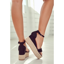 FW1 Damensandalen auf Keilabsatz mit Cubic Zirkonia Black Linette schwarz 2