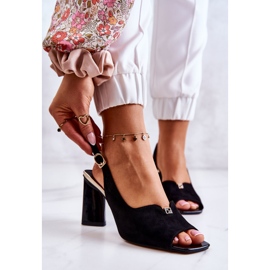 S.Barski Wildleder Schwarz Fiorine Sandalen Auf Einer Stange 1