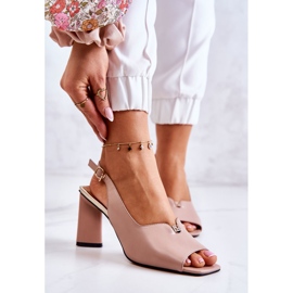 S.Barski Beige Fiorine Sandalen auf einer Stange 1