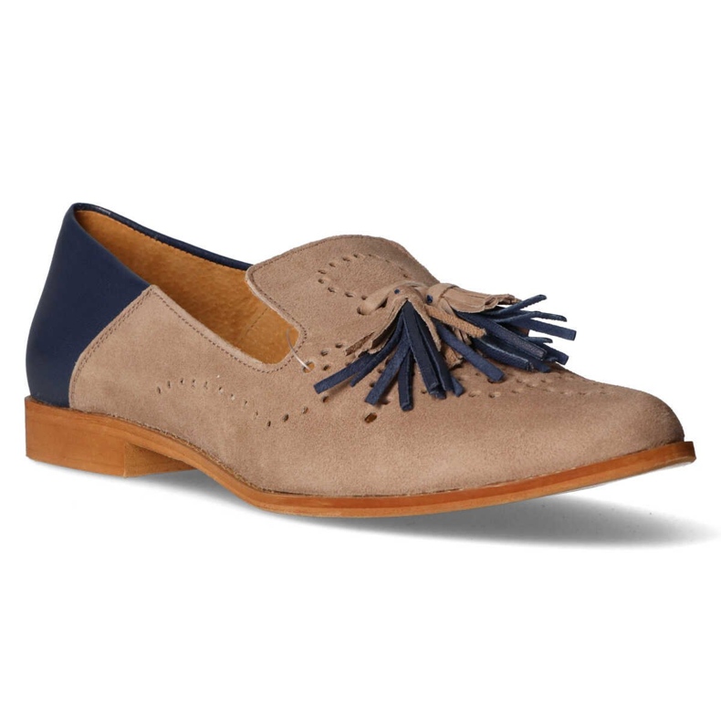 Slipper Filippo 04484-04 / 00-5 Beige Wildleder + Marineblau 1
