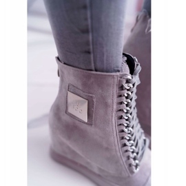 Damen Sneaker Lu Boo mit Ketten Wildleder Grau Monica 3