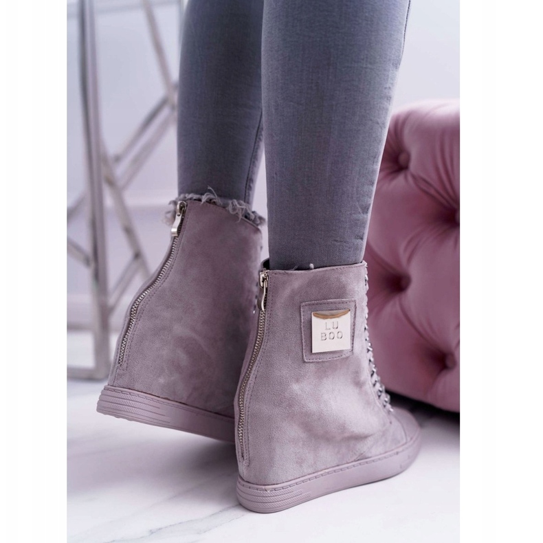 Damen Sneaker Lu Boo mit Ketten Wildleder Grau Monica 4